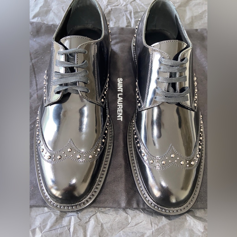 Saint Laurent Paris black leather oxford / derbies 8.5us​​​​ - Picture 12 of 12